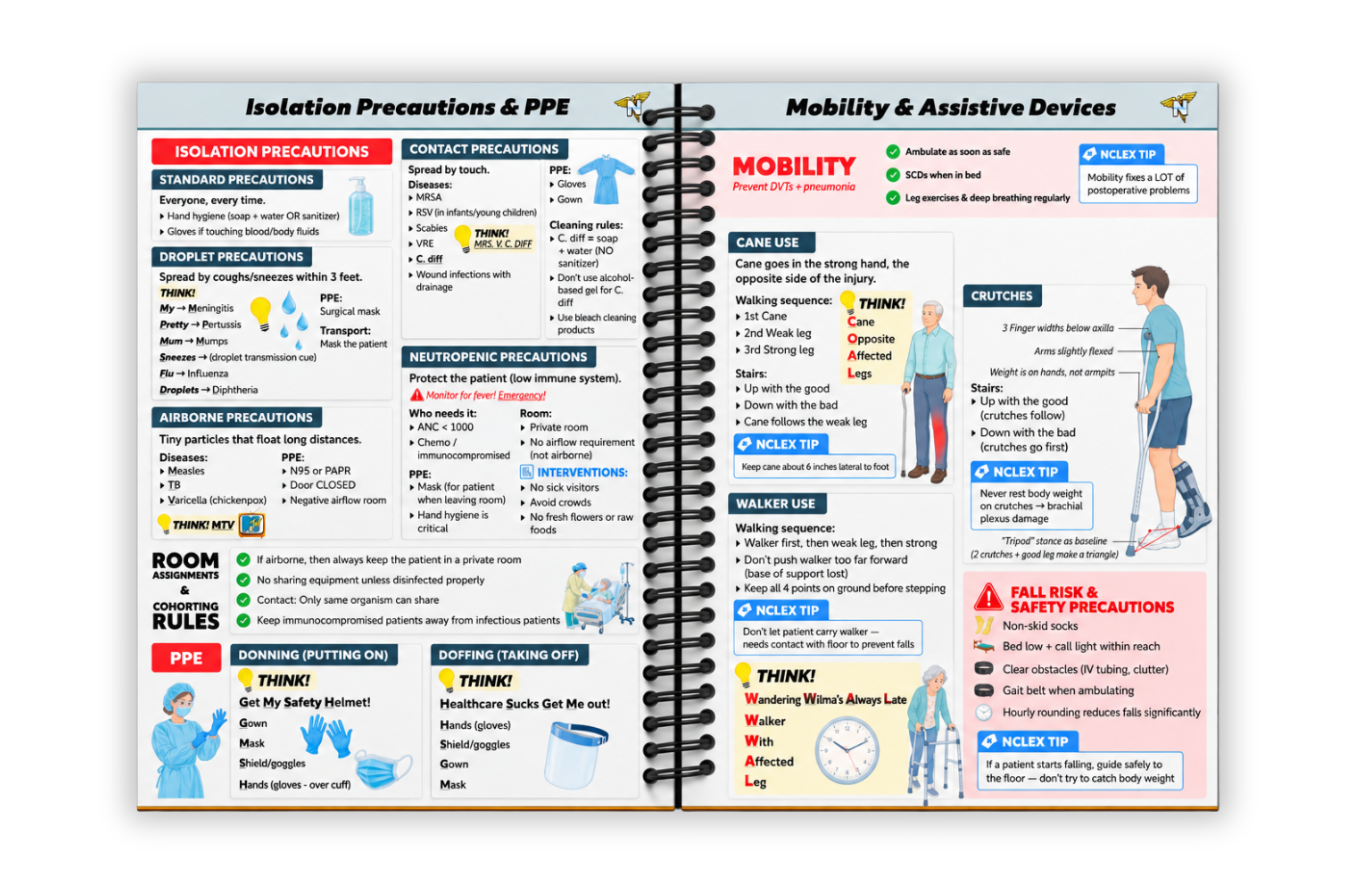 Open spread of the Complete NCLEX Bundle with isolation precautions